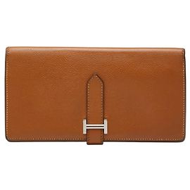Hermès Cartera Hermes Bearn Classic Castaño