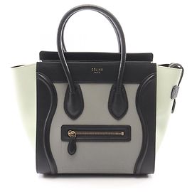 Céline Sac Cabas Celine Luggage Micro Shopper Marron Noir Vert