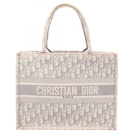 Borsa Tote Christian Dior Medium Oblique Marrone Bianco