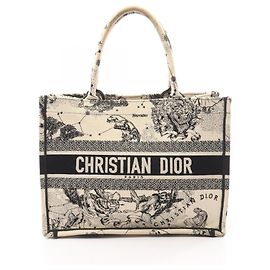 Borsa Christian Dior Medium Toile de Jouy Canvas Bag Nero Crudo