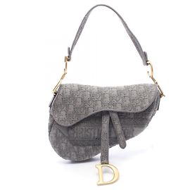 Christian Dior Gray Saddle Bag Brown