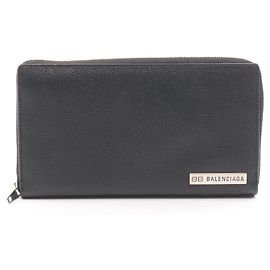 Balenciaga Black Leather Long Wallet Black