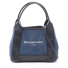Balenciaga Navy Cabas XS 2-Way Handbag Black Navy blue