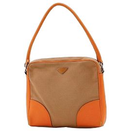 Bolsa de ombro bicolor Prada Bege Laranja