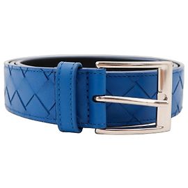Cinto de couro Intrecciato Bottega Veneta Azul