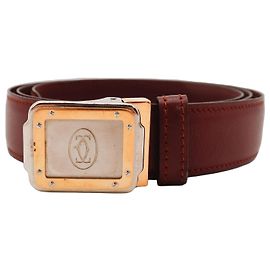 Cinto Must de Cartier com fivela de ouro e prata Marrom Hardware prateado Gold hardware