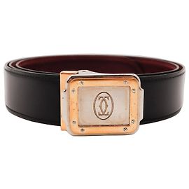 Cinturón Cartier con hebilla Double C Castaño Negro