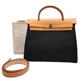 Hermès Hermes Herbag PM Handbag Black Beige
