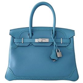 Hermès Birkin 30 Ghillies Handtasche Türkis Blau Türkis