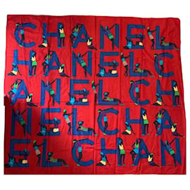 Pañuelo Chanel de algodón rojo y azul Roja Azul