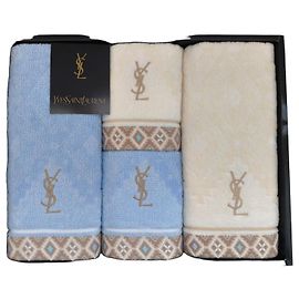 Conjunto de toalhas Yves Saint Laurent Marrom Azul Bege