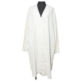 Autre Marque Casaco longo de malha de algodão e linho 45R Branco Fora de branco