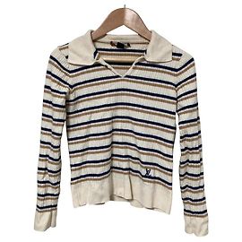Louis Vuitton Striped Knit Sweater Other Cream