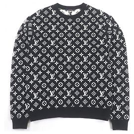 Felpa in cotone jacquard Monogram Louis Vuitton Nero Bianco