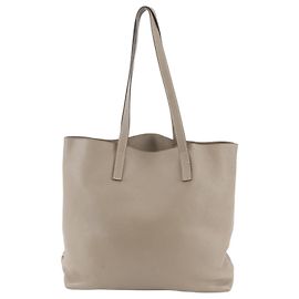 Prada Triangle Logo Leather Tote Bag Grey