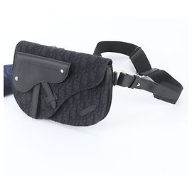 Christian Dior Trotter Saddle Leather Body Bag Black