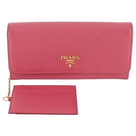 Prada Saffiano Leather Long Wallet Pink