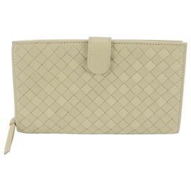 Bottega Veneta Intrecciato Woven Leather Bi-fold Wallet Beige