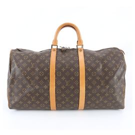 Louis Vuitton Monogram Keepall 55 Boston Bag Brown