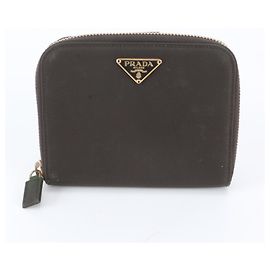Prada Tessuto Nylon Saffiano Leather Bi-Fold Wallet Brown