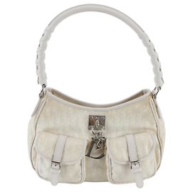 Christian Dior Trotter Lovely Leather Shoulder Bag White