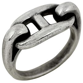 Hermès Hermes Chaine d'Ancre Silver Band Ring Silvery