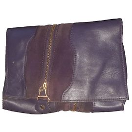 Jimmy Choo Clutch em couro e camurça Cru Roxo Roxo escuro