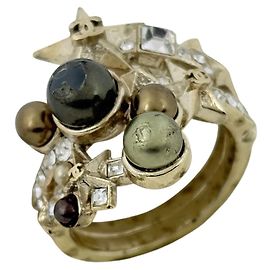 Chanel Gold Plated Band Ring Golden