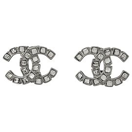Orecchini a clip Chanel argentati con strass Argento