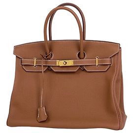 Hermès Bolsa Hermes Birkin 35 em couro Togo marrom Marrom