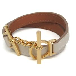Hermès Bracelet Wrap Double Tour Hermes Croisière Doré Blanc cassé