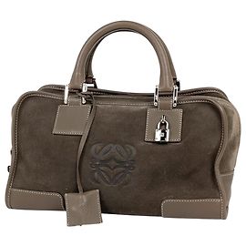 Sac à main Loewe Amazona 28 Anagram en daim Marron