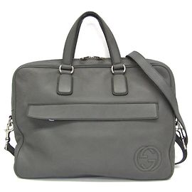 Mallette Gucci Interlocking G en cuir gris Marron