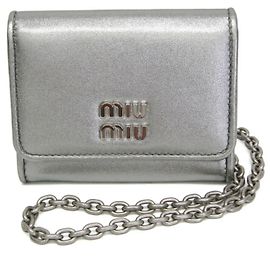 Miu Miu Chain Strap Coin and Card Case 5MR030 Silvery