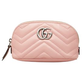 Sac à main pochette Gucci GG Marmont en cuir rose Rose