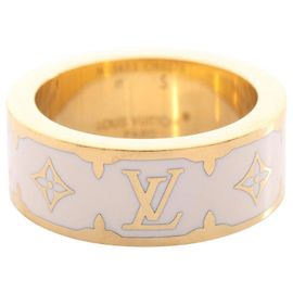 Bague Louis Vuitton Nanogram Blanc Doré Écru