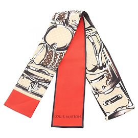 Sciarpa Louis Vuitton Bandeau Trunk Monogram Marrone Rosso Beige