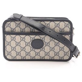 Bolsa Mini Gucci Interlocking G GG Supreme Bege Azul marinho