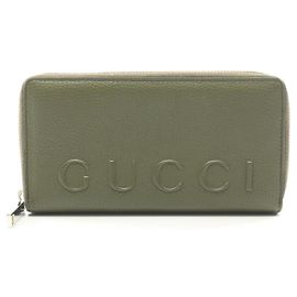 Gucci Khaki Leather Long Wallet Khaki