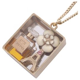 Collier Chanel No. 5 Camélia plaqué or Doré