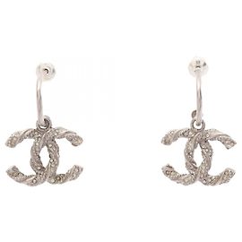 Orecchini a cerchio Chanel Coco Mark Silver Argento