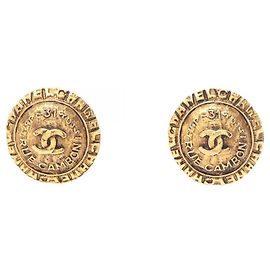 Boucles d'oreilles clips Chanel Coco Mark Logo Doré