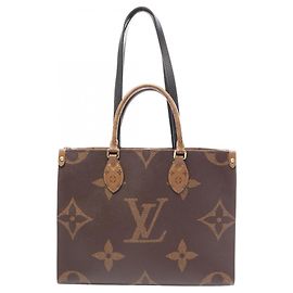 Saco Tote Louis Vuitton OnTheGo MM Monogram Giant Reverse Marrom Bege