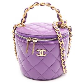 Sac à main 2-Way Chanel Matelassé Small Vanity Violet