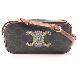 Céline Celine Sac Camera Mini en Cuir Triomphe Marron Noir Multicolore