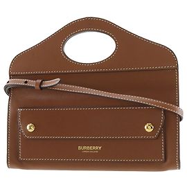 Clutch com alça Burberry em couro de bezerro marrom Marrom