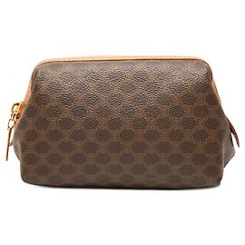 Céline Necessaire Celine Brown Macadam Coated Canvas Marrone
