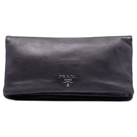 Prada Purple Metallic Soft Calf Fold Over Clutch Other Purple