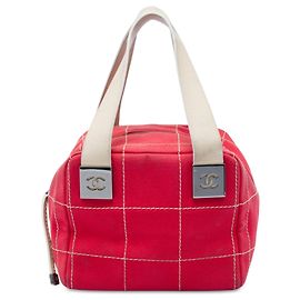 Borsa Chanel Red CC Chocolate Bar Canvas Wild Stitch Rosso