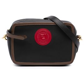 Bolsa Camera Fendi Mini em couro preto com patch Stamp 1974 Preto